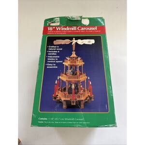 Vintage Joybrite Windmill Carousel Nativity 18” With Box Christmas READ